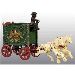 Cast Iron 2-Horse Circus Wagon Eagle Van Toy.