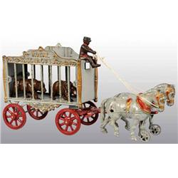 Cast Iron 2-Horse Hubley Royal Circus Bear Cage