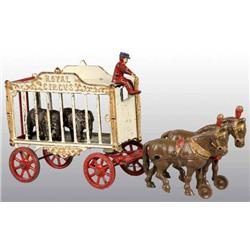 Cast Iron 2-Horse Royal Circus Cage Wagon Toy.