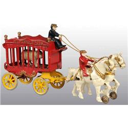 Cast Iron 2-Horse Royal Circus Cage Wagon Toy.