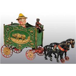 Cast Iron 2-Horse Green Royal Circus Van Wagon.
