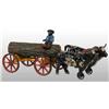 Image 1 : Cast Iron Hubley 2-Oxen Log Wagon Toy.