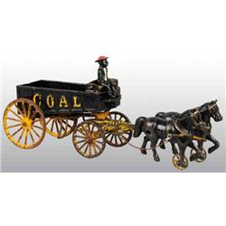 Cast Iron Dent Tipping Horse-Drawn Coal Wagon Toy.