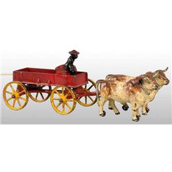 Cast Iron Kenton Ox-Drawn Farm Wagon Toy.