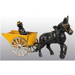 Cast Iron Mule-Drawn Dump Cart Toy.