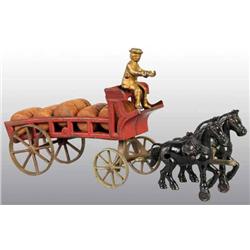 Cast Iron Arcade 2-Horse Dray Toy.