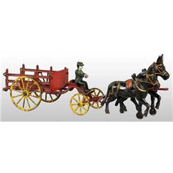 Cast Iron Wilkins 2 Mule-Drawn Stake Bed Truck Toy