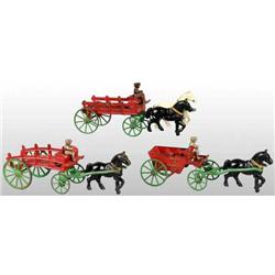 Lot of 3: Cast Iron Kenton Horse-Drawn Toys.