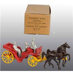 Cast Iron Stanley 2-Horse Farm Wagon Toy.