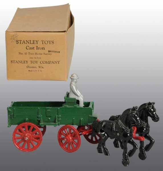 Aluminum Stanley 2Horse Surrey Wagon Toy.
