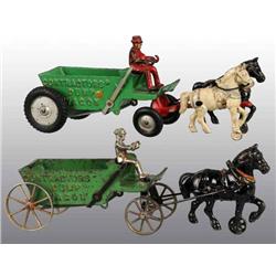 Lot of 2: Cast Iron Arcade Contractor Wagon Toys.