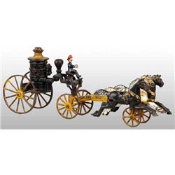 Cast Iron Hubley 3-Horse Fire Pumper Toy.