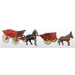Lot of 2: Cast Iron Farm Wagon & Tip Cart Toys.
