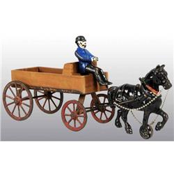 Cast Iron & Tin Arcade Horse-Drawn Farm Wagon Toy.