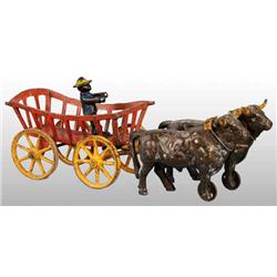 Cast Iron Dent Ox-Drawn Farm Wagon Toy.