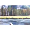 Image 4 : C. Mid 1900's Painting Of Fly Fishing Tetons & Elk