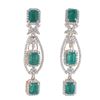 Image 1 : Emerald Diamond & 14k Ribbon Yellow Gold Earrings