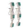 Image 7 : Emerald Diamond & 14k Ribbon Yellow Gold Earrings