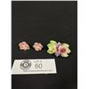 Image 1 : Vintage Denton England Floral Brooch and Porcelain Floral Earrings