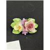 Image 2 : Vintage Denton England Floral Brooch and Porcelain Floral Earrings