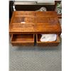 Image 2 : Beautifully Carved Wooden Chinese Coffee Table/ Chest with 2 Drawers on Legs 34 x 16" - NO SHIPPING