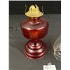 Image 3 : Vintage Red Glass Kerosene Lamp
