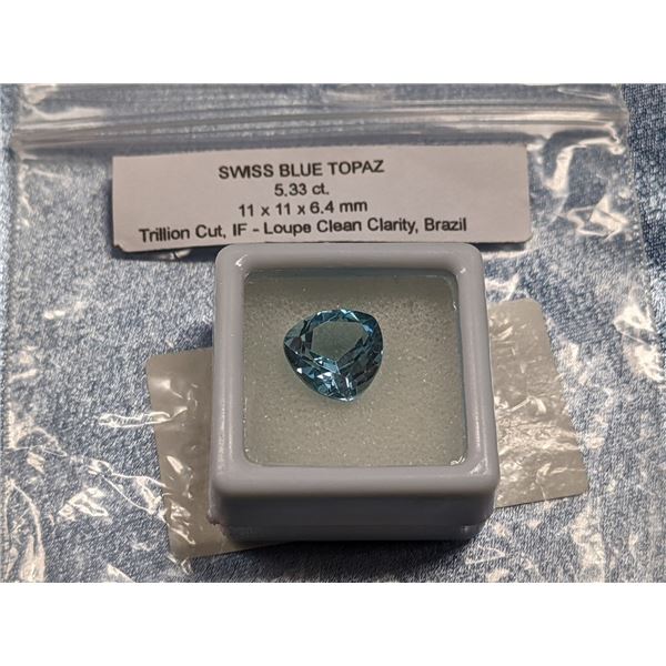Swiss Blue Topaz, 5.33ct  11x11x6.4mm