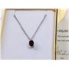 Image 2 : Garnet And Diamond Pendant/Necklace Set In .925 Sterling Silver W/Platinum Overlay