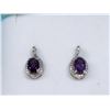 Image 2 : New One Pair Amethyst And Diamond Earrings