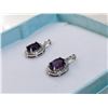 Image 3 : New One Pair Amethyst And Diamond Earrings