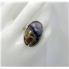 Image 1 : 20)  NATURAL SODALITE OVAL STATEMENT RING SET IN