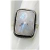 Image 1 : 24)  RECTANGULAR CUT NATURAL MOONSTONE RING,