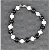 Image 1 : #294-NATURAL BLACK AGATE&FRESH WATER PEARL BRACELE