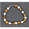 Image 1 : #298-NATURAL TIGER EYE & FRESH WATER PEARL BRACELE