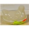 Image 1 : VINTAGE GLASS HEN COVERED DISH, TAG BOUGHT 1949