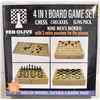 Image 1 : 4 IN 1 BOARD GAME SET, CHESS, CHECKERS, SLING PUCK