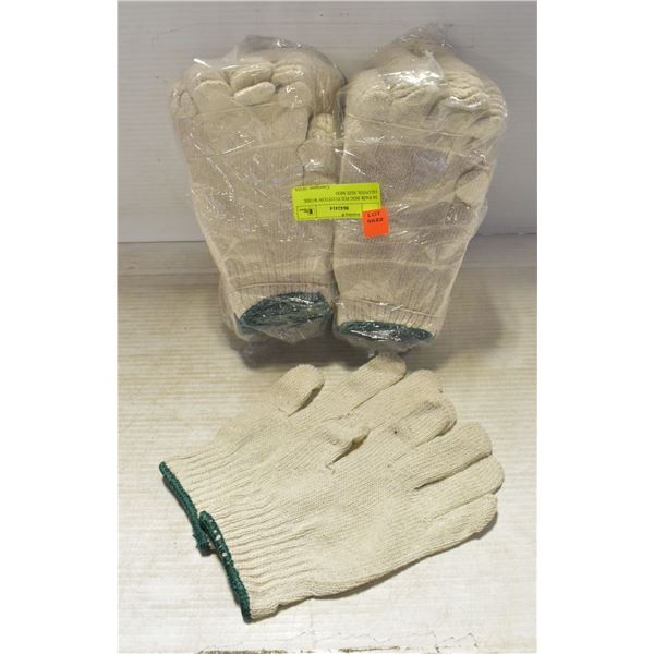 24 PAIR BDG POLYCOTTON WORK GLOVES; SIZE MED