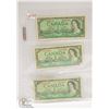 Image 1 : 1954 CANADIAN ONE DOLLAR BANKNOTE X 3