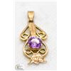 Image 2 : 14K YELLOW GOLD VINTAGE GEM SET PENDANT