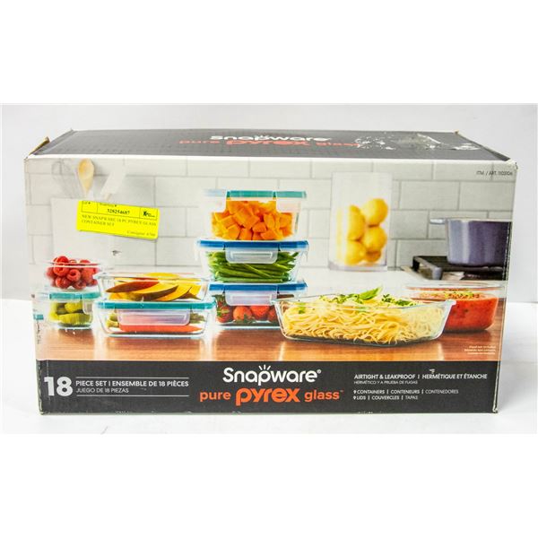 NEW SNAPWARE 18 PC PYREX GLASS CONTAINER SET