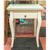 Image 1 : WHITE BED SIDE TABLE W/ DRAWER + GLASS TOP