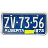 Image 1 : 1972 ALBERTA LICENSE PLATE
