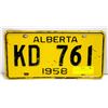 Image 1 : 1958 ALBERTA LICENSE PLATE
