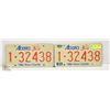 Image 1 : PAIR OF 1986 LICENCE PLATES