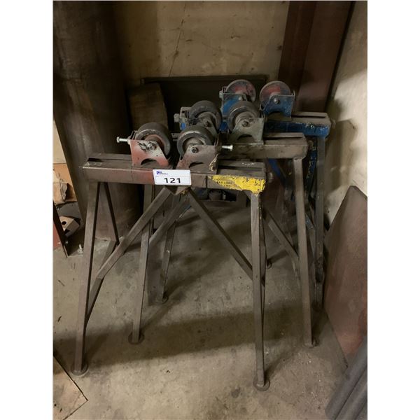 3 INDUSTRIAL PIPE ROLLER STANDS & FLOOR STANDING PARTS ONLY DRILL PRESS