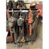 Image 2 : 2 METAL MOBILE CARTS WITH 3 INDUSTRIAL CHAIN PULLERS, TORCH HEAD & HOSES