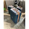 Image 2 : 3 DELSEY BLUE HARD CASE LUGGAGE WITH SPINNER WHEELS, 1 CASE IS LOCKED WITH NO COMBO