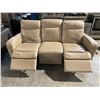 Image 2 : NATUZZI TAN LEATHER ELECTRIC RECLINING SOFA 76"