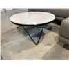 Image 2 : WHITE AND GREY MARBLE 32"D COFFEE TABLE