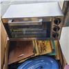 Image 2 : 2 BOXES OF ENAMEL POT, SWING ARM LAMP, TOASTER OVEN AND MORE
